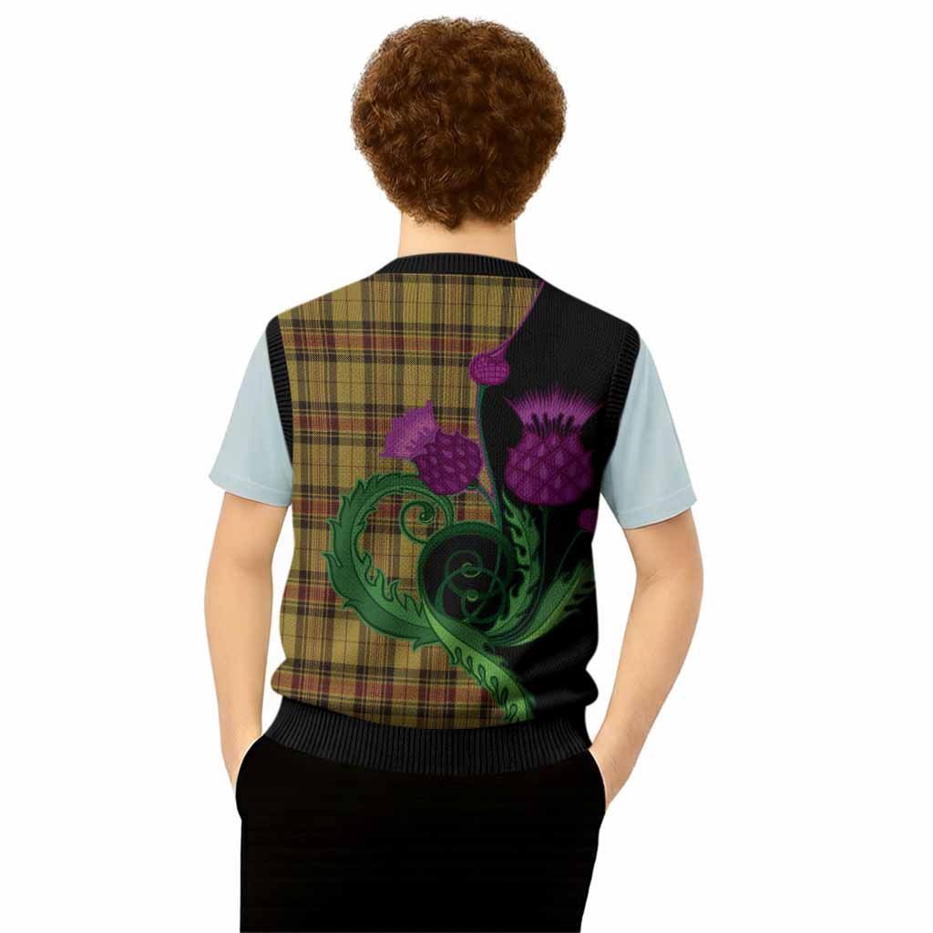 Morgan of Wales Tartan Knitted V-Neck Vest Traditional Scottish Thistle