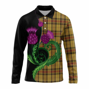 Morgan of Wales Tartan Long Sleeve Polo Shirt Traditional Scottish Thistle