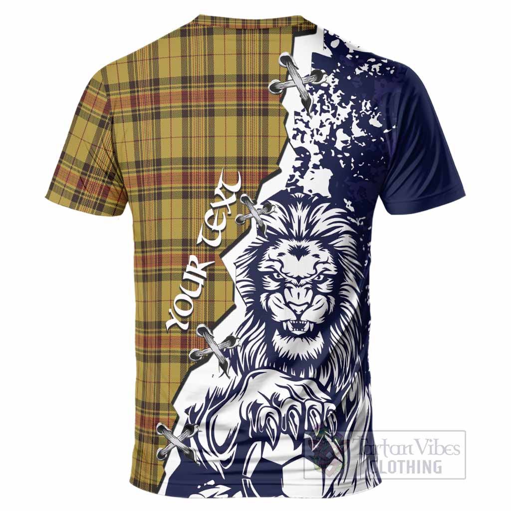 Morgan of Wales Tartan Scottish T-Shirt Angry Lion With Soccer Ball Style