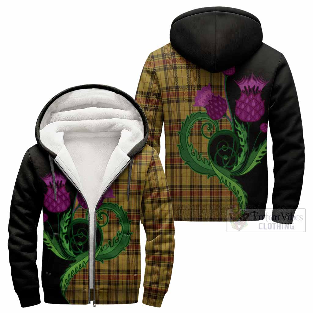 Morgan of Wales Tartan Sherpa Hoodie Traditional Scottish Thistle