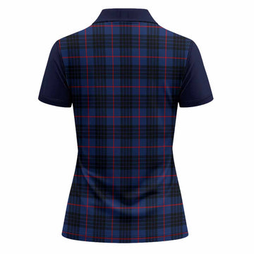 Morgan Tartan Accent Women Polo Shirt with Family Crest