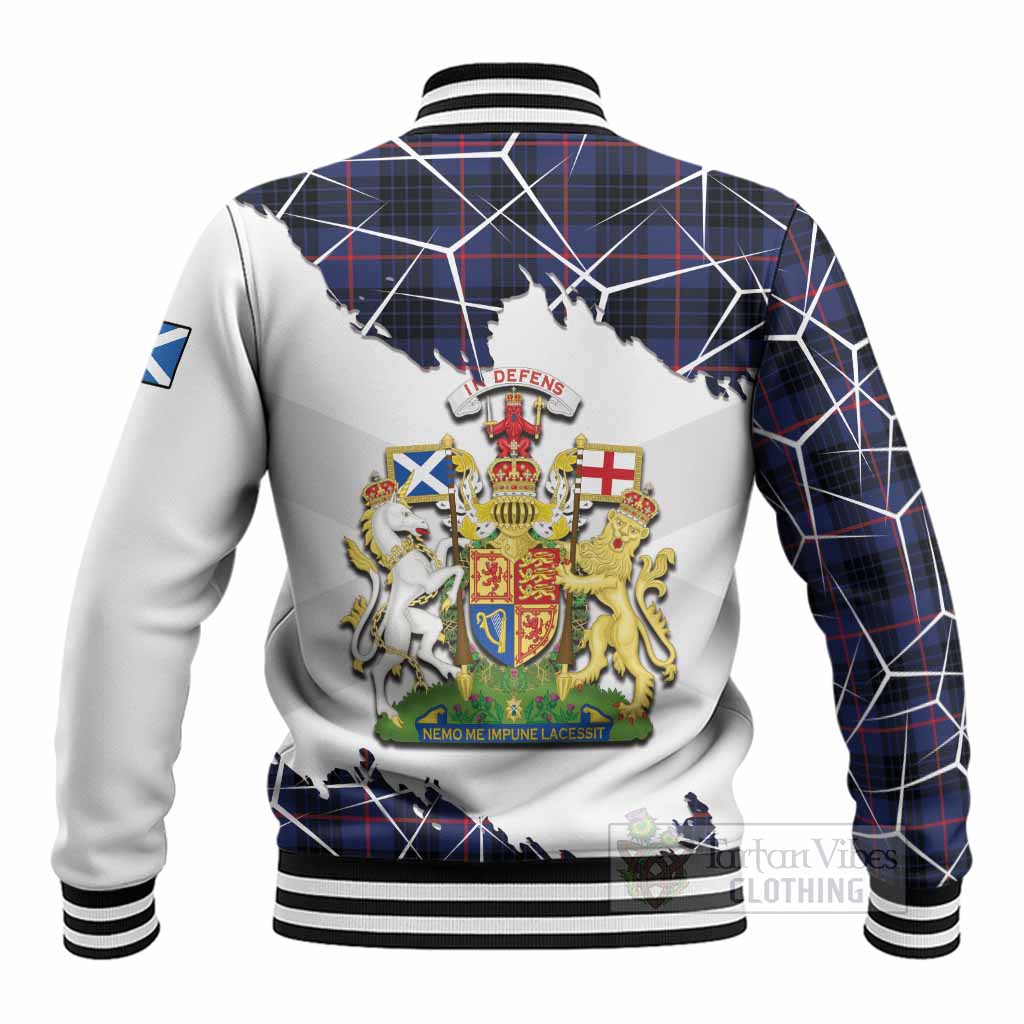 Morgan Tartan Baseball Jacket with Family Crest and Lion Rampant Grunge Style