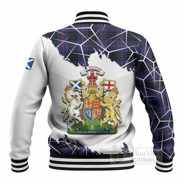 Morgan Tartan Baseball Jacket with Family Crest and Lion Rampant Grunge Style