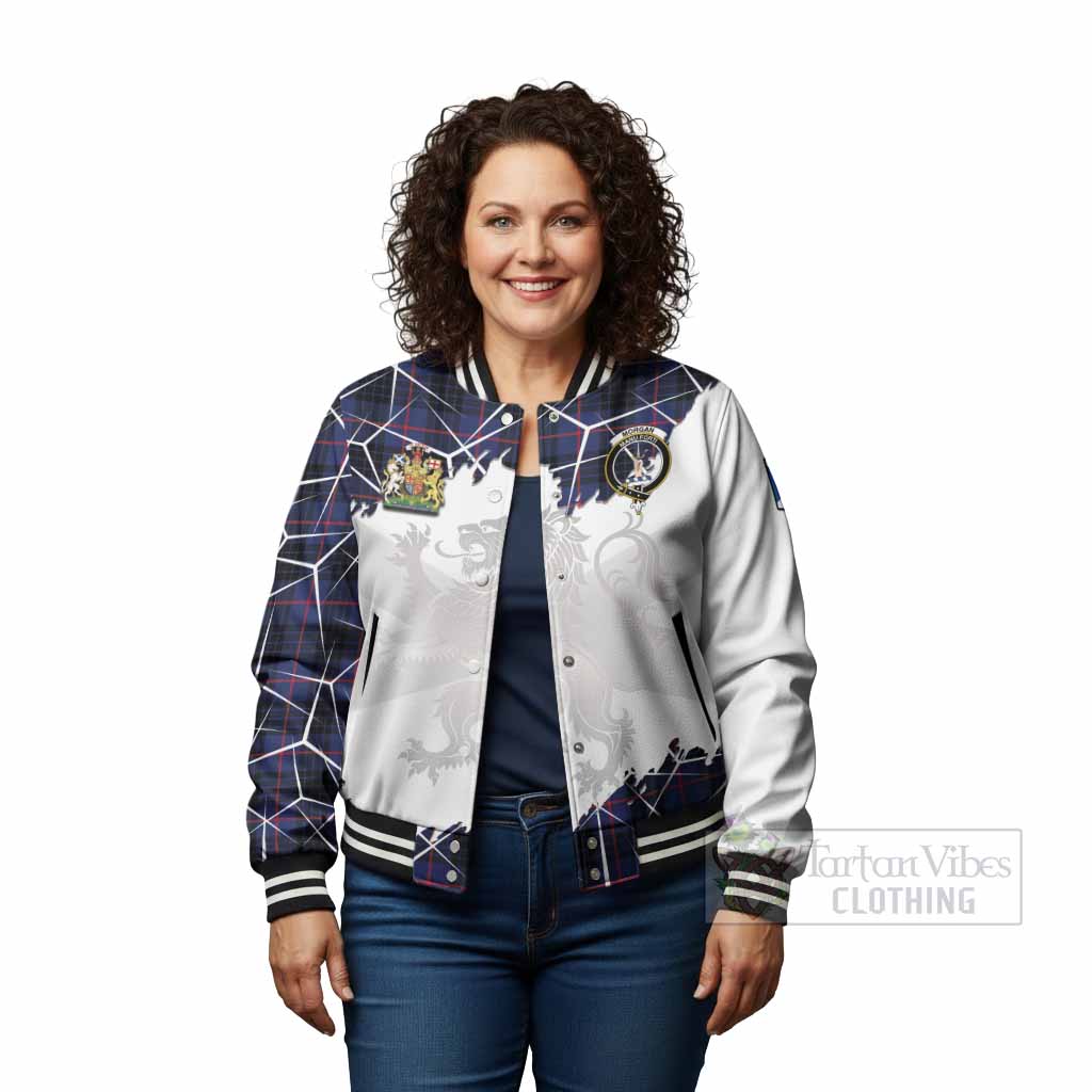 Morgan Tartan Baseball Jacket with Family Crest and Lion Rampant Grunge Style