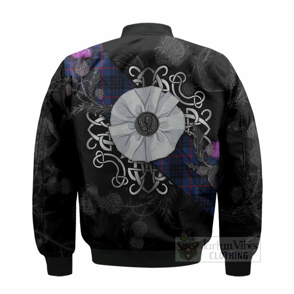 Morgan Tartan Bomber Jacket Jacobite White Rose - Tartan Vibes Clothing