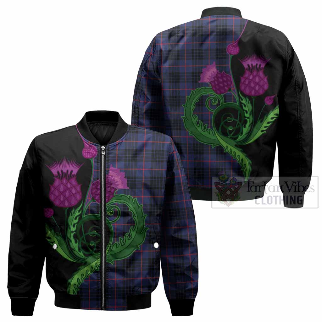 Morgan Tartan Bomber Jacket Traditional Scottish Thistle