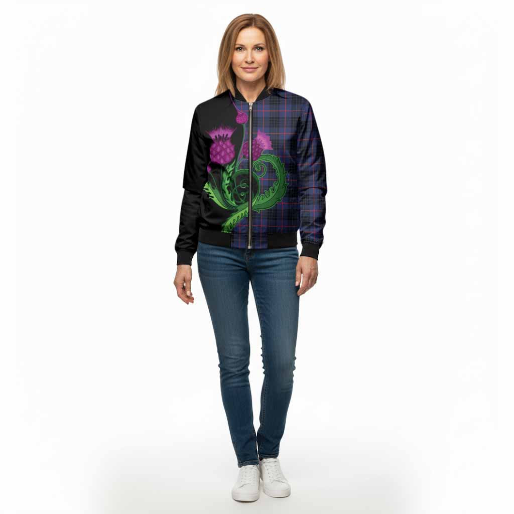 Morgan Tartan Bomber Jacket Traditional Scottish Thistle