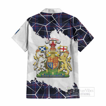 Morgan Tartan Cotton Hawaiian Shirt with Family Crest and Lion Rampant Grunge Style
