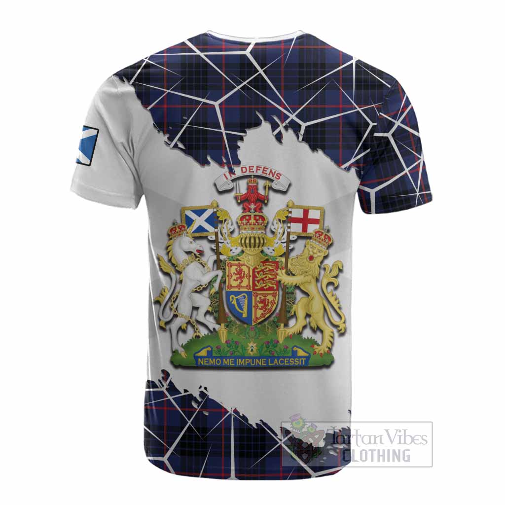 Morgan Tartan Cotton T-shirt with Family Crest and Lion Rampant Grunge Style
