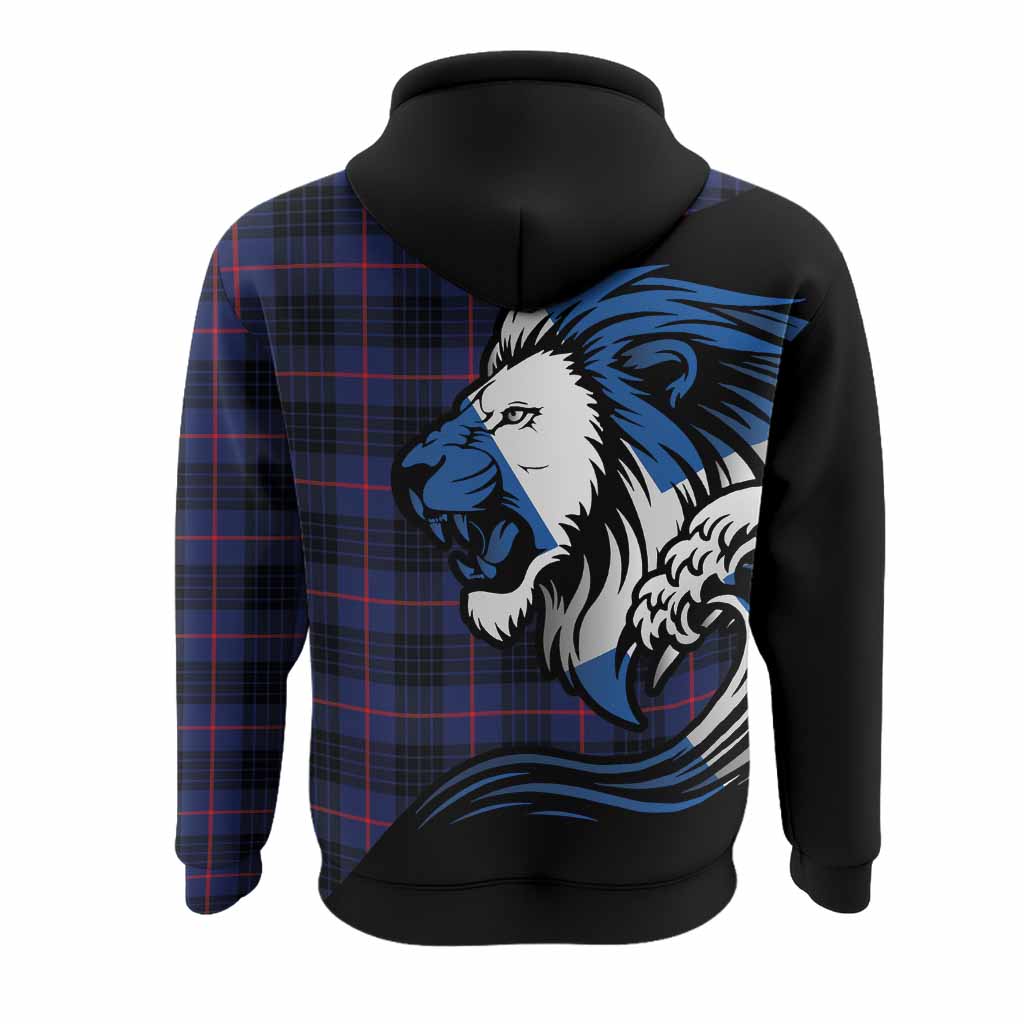 Morgan Tartan Crest Hoodie Scottish Golden Lions Wave Flow