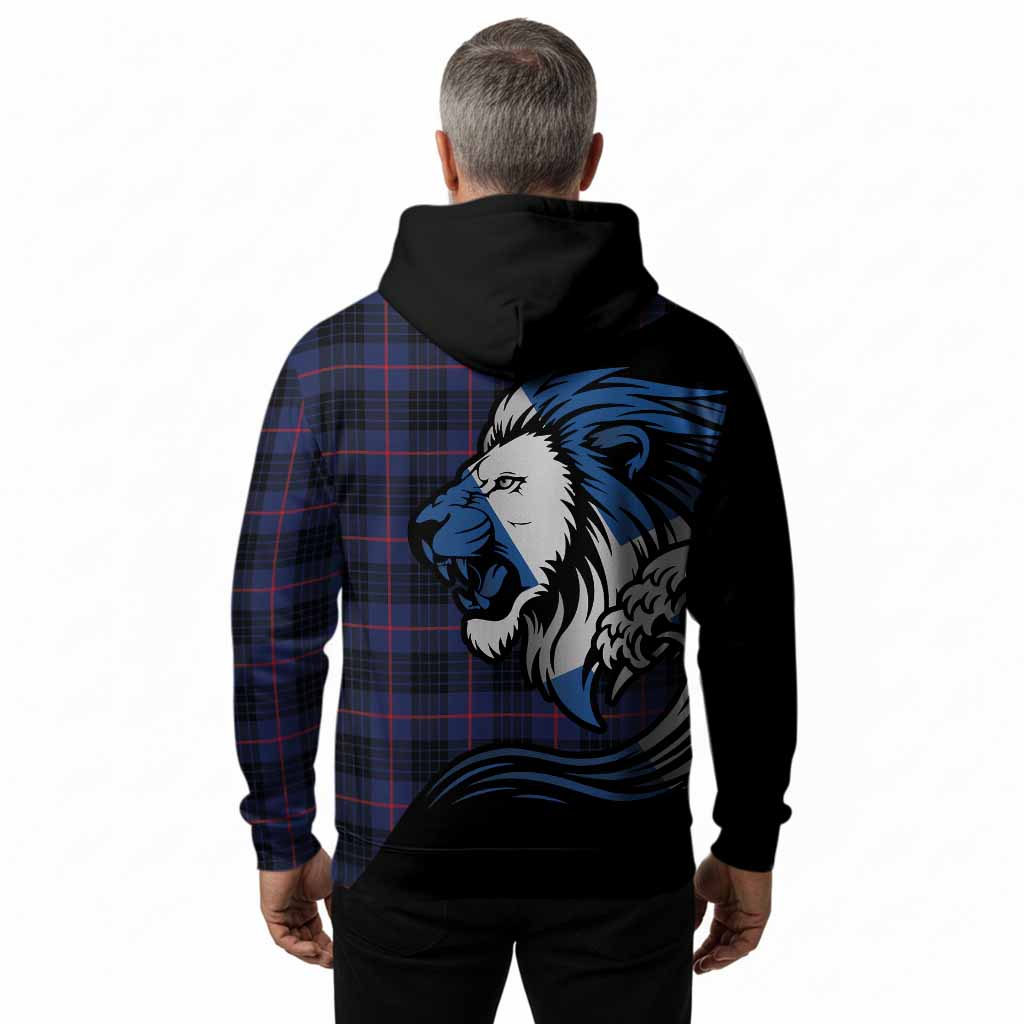 Morgan Tartan Crest Hoodie Scottish Golden Lions Wave Flow