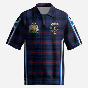 Morgan Tartan Crest Men’s Polo Sweater Top Scotland Coat of Arm Flag Style