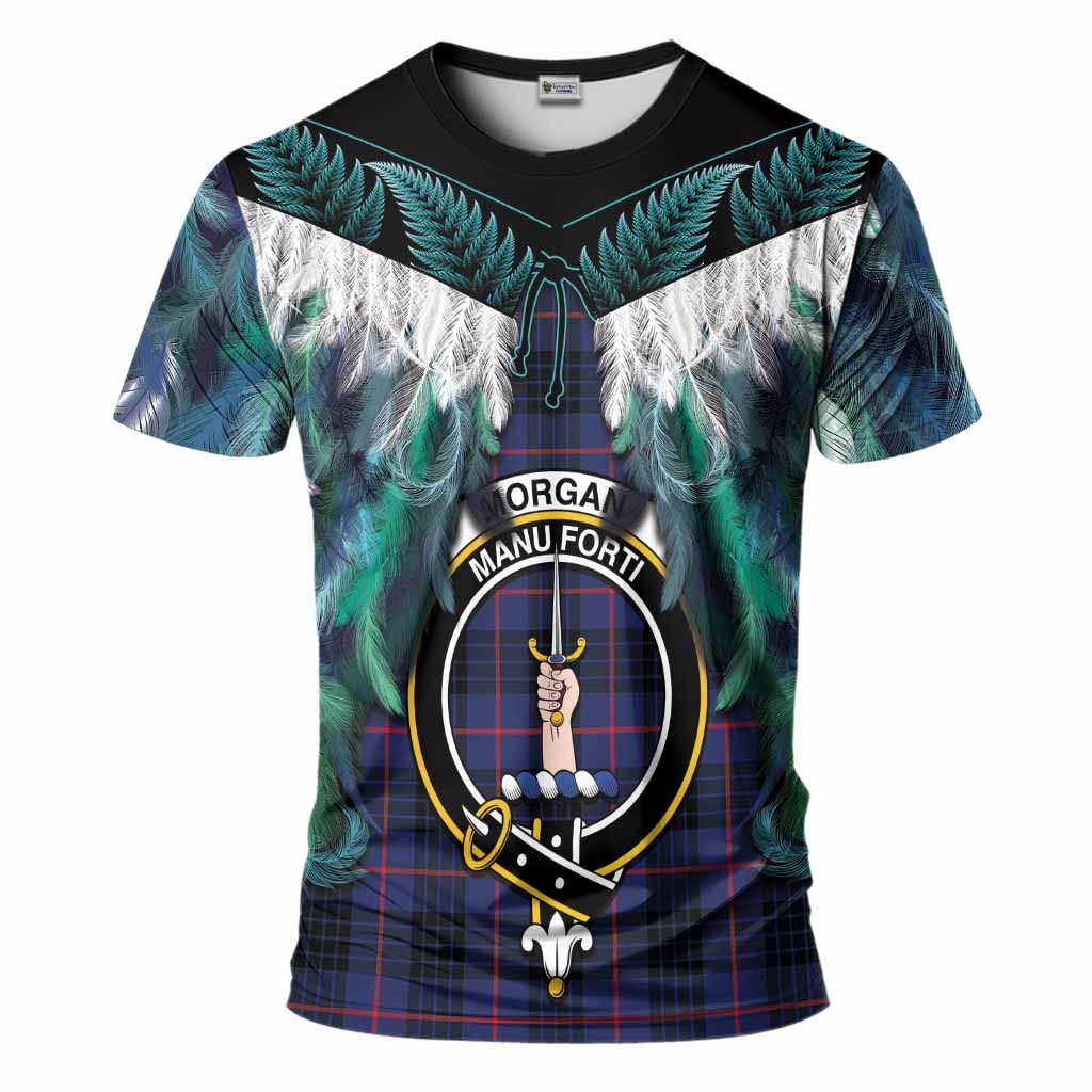 Morgan Tartan Crest T-Shirt New Zealand Maori Korowai Cloak