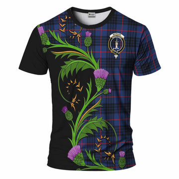 Morgan Tartan Crest T-Shirt Scottish Thistle Pride Heritage Art