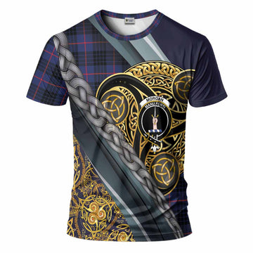 Morgan Tartan Crest T-Shirt Scottish Triskele Celtic
