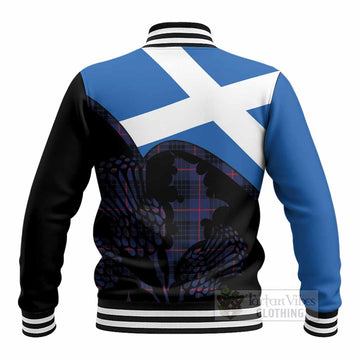 Morgan Tartan Family Crest Baseball Jacket Scotland Thistle Floral Flag Style