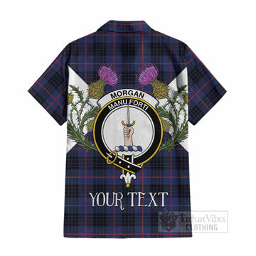 Morgan Tartan Family Crest Cotton Hawaiian Shirt Scottish Burns Night Thistle Floral
