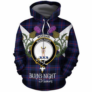 Morgan Tartan Family Crest Cotton Hoodie Scottish Burns Night Thistle Floral