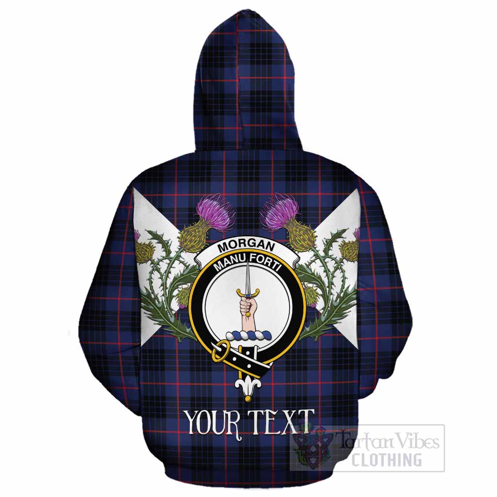 Morgan Tartan Family Crest Cotton Hoodie Scottish Burns Night Thistle Floral