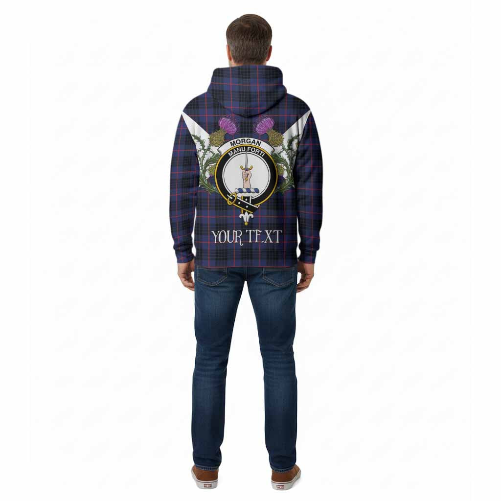 Morgan Tartan Family Crest Cotton Hoodie Scottish Burns Night Thistle Floral