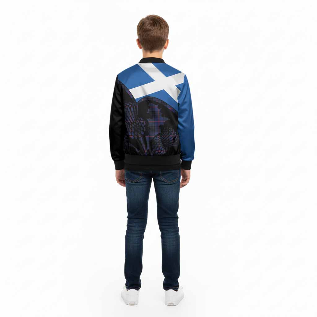 Morgan Tartan Family Crest Kid Bomber Jacket Scotland Thistle Floral Flag Style