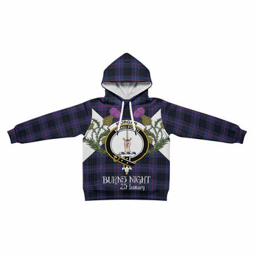 Morgan Tartan Family Crest Kid Hoodie Scottish Burns Night Thistle Floral