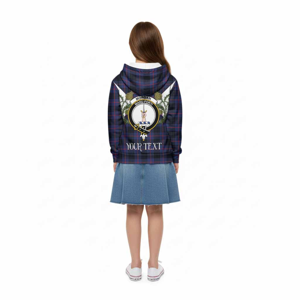 Morgan Tartan Family Crest Kid Hoodie Scottish Burns Night Thistle Floral