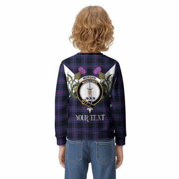 Morgan Tartan Family Crest Kid Knitted Sweatshirt Scottish Burns Night Thistle Floral