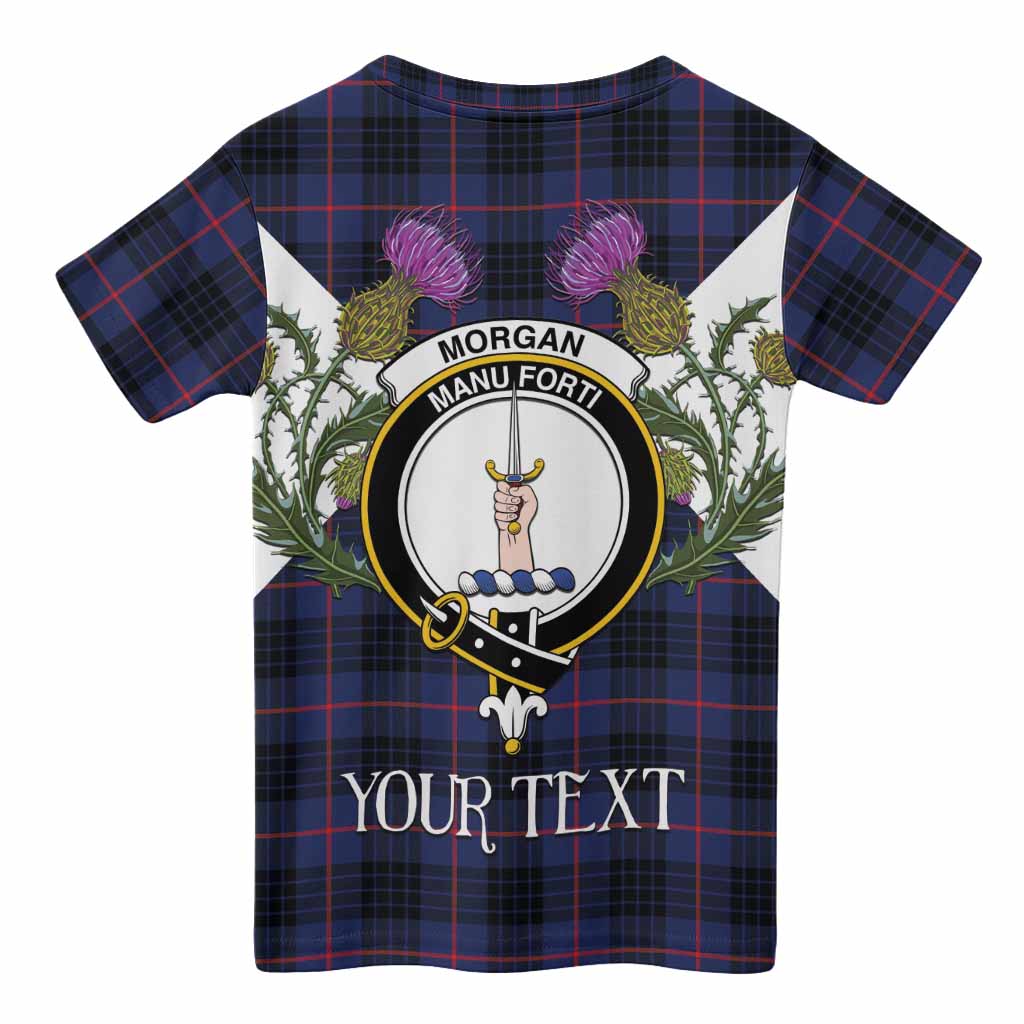 Morgan Tartan Family Crest Kid T-shirt Scottish Burns Night Thistle Floral