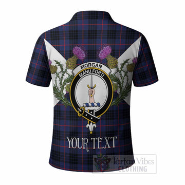 Morgan Tartan Family Crest Polo Shirt Scottish Burns Night Thistle Floral