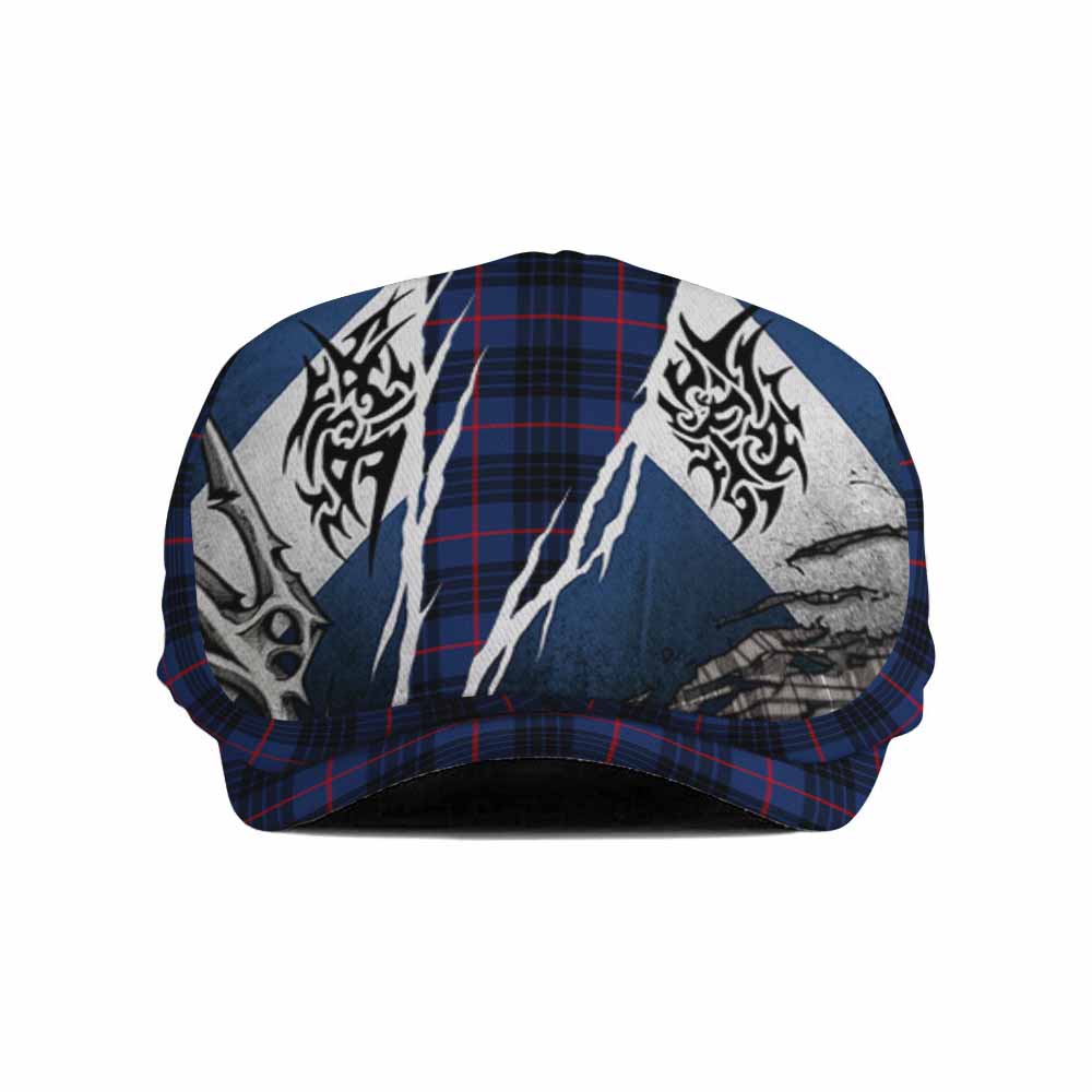 Morgan Tartan Flat Cap, Jeff Cap Scotland Flag Ripped Tribal Design