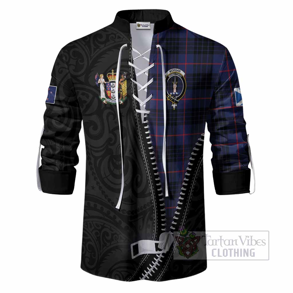 Morgan Tartan Ghillie Shirt New Zealand Pattern Unique Zipper Stylized