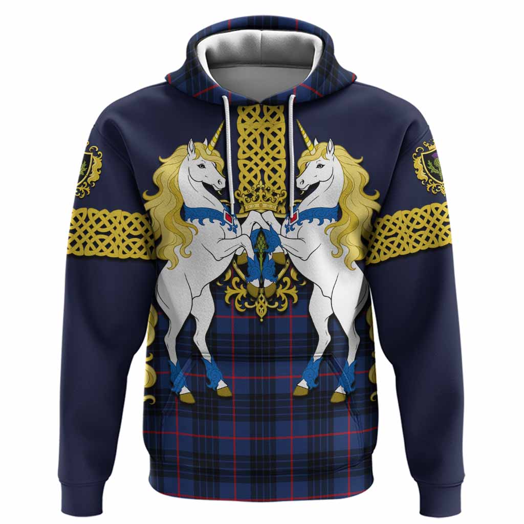 Morgan Tartan Hoodie Unicorn Celtic Knot And Thistle Emblem