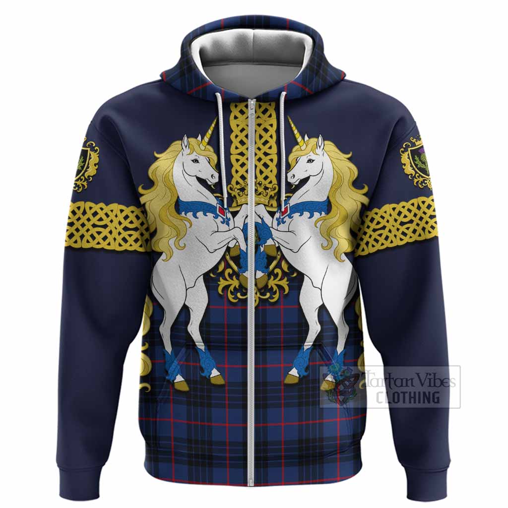 Morgan Tartan Hoodie Unicorn Celtic Knot And Thistle Emblem