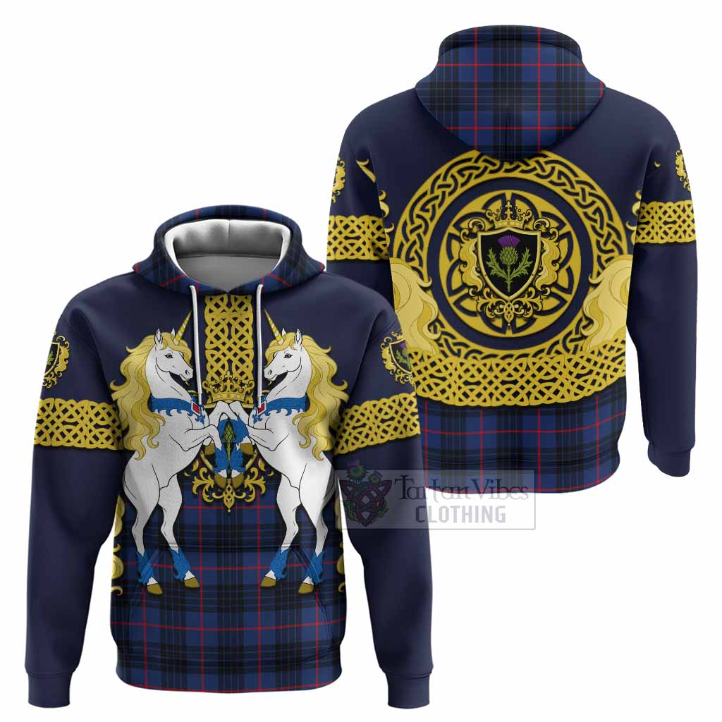 Morgan Tartan Hoodie Unicorn Celtic Knot And Thistle Emblem