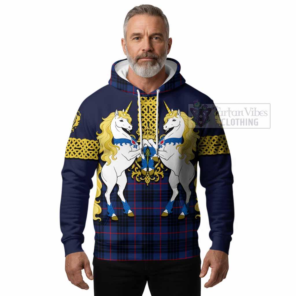 Morgan Tartan Hoodie Unicorn Celtic Knot And Thistle Emblem