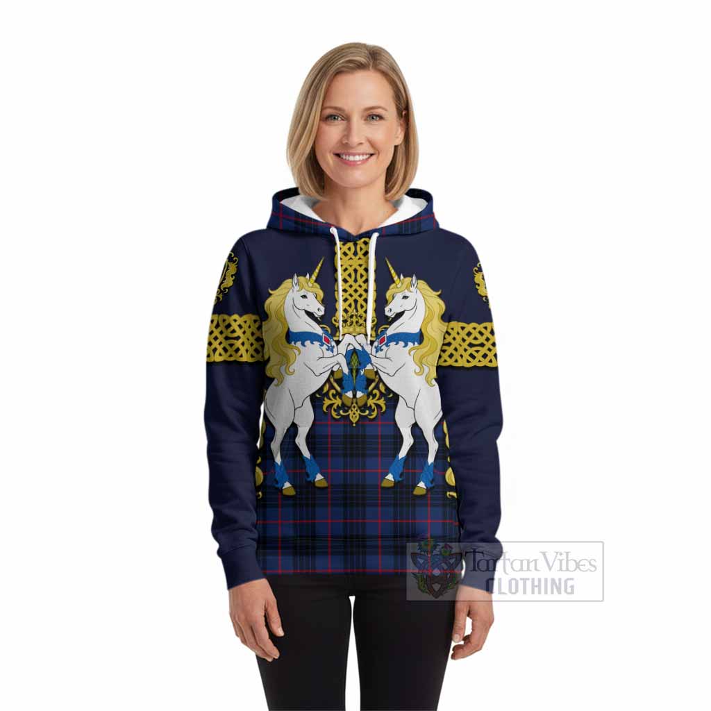 Morgan Tartan Hoodie Unicorn Celtic Knot And Thistle Emblem