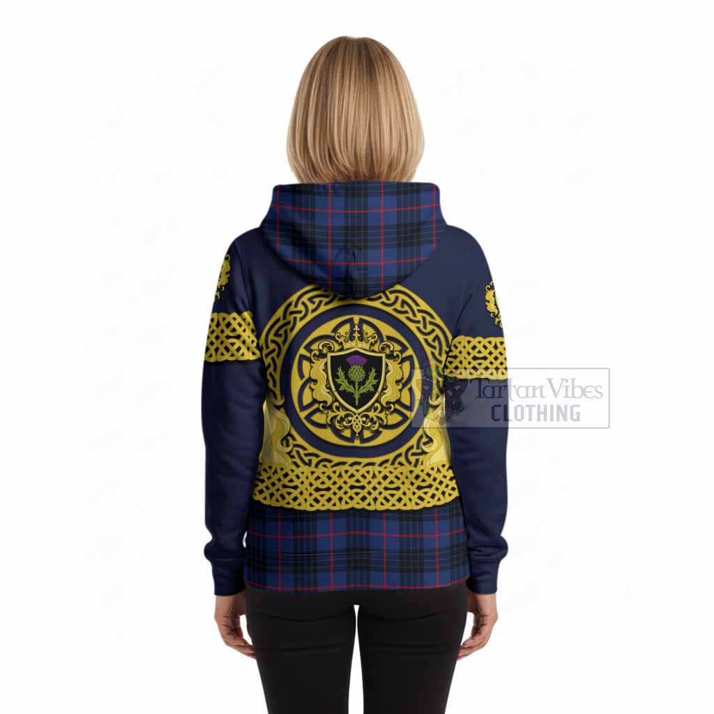 Morgan Tartan Hoodie Unicorn Celtic Knot And Thistle Emblem