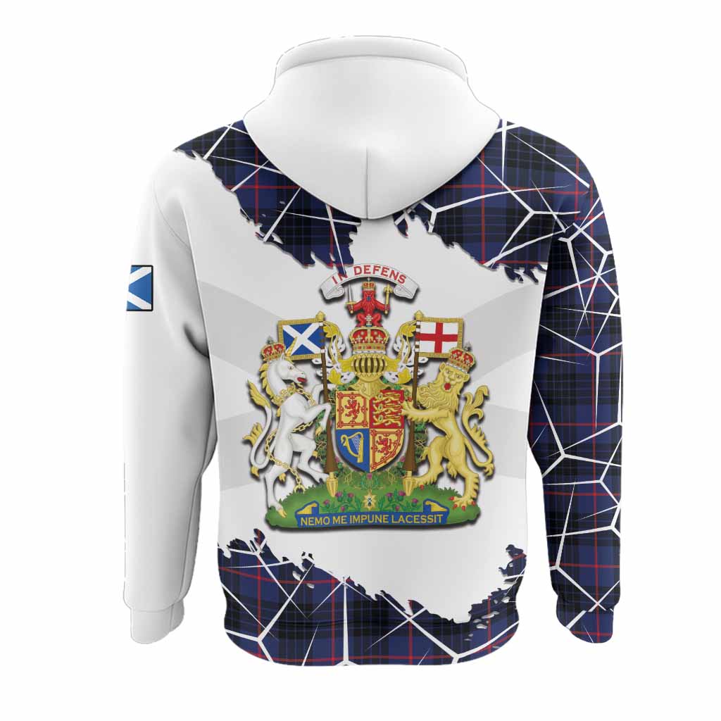 Morgan Tartan Hoodie with Family Crest and Lion Rampant Grunge Style