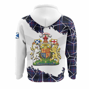 Morgan Tartan Hoodie with Family Crest and Lion Rampant Grunge Style