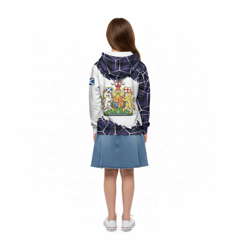 Morgan Tartan Kid Hoodie with Family Crest and Lion Rampant Grunge Style