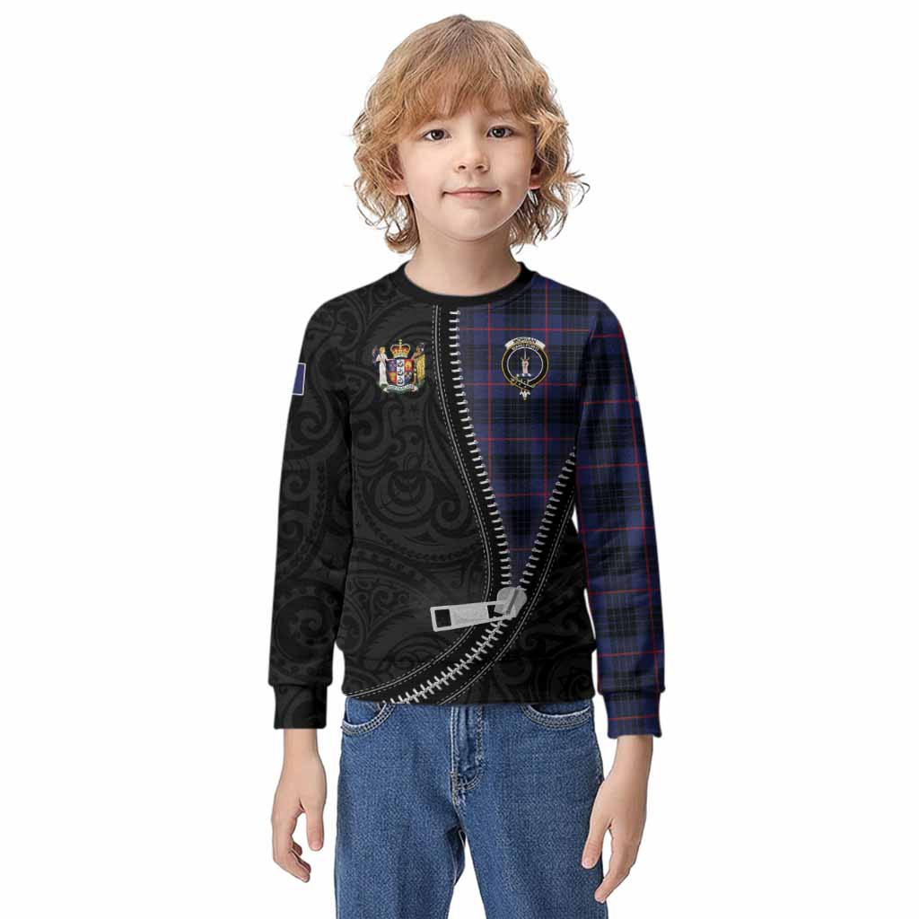 Morgan Tartan Kid Knitted Sweatshirt New Zealand Pattern Unique Zipper Stylized