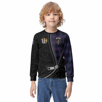 Morgan Tartan Kid Knitted Sweatshirt New Zealand Pattern Unique Zipper Stylized