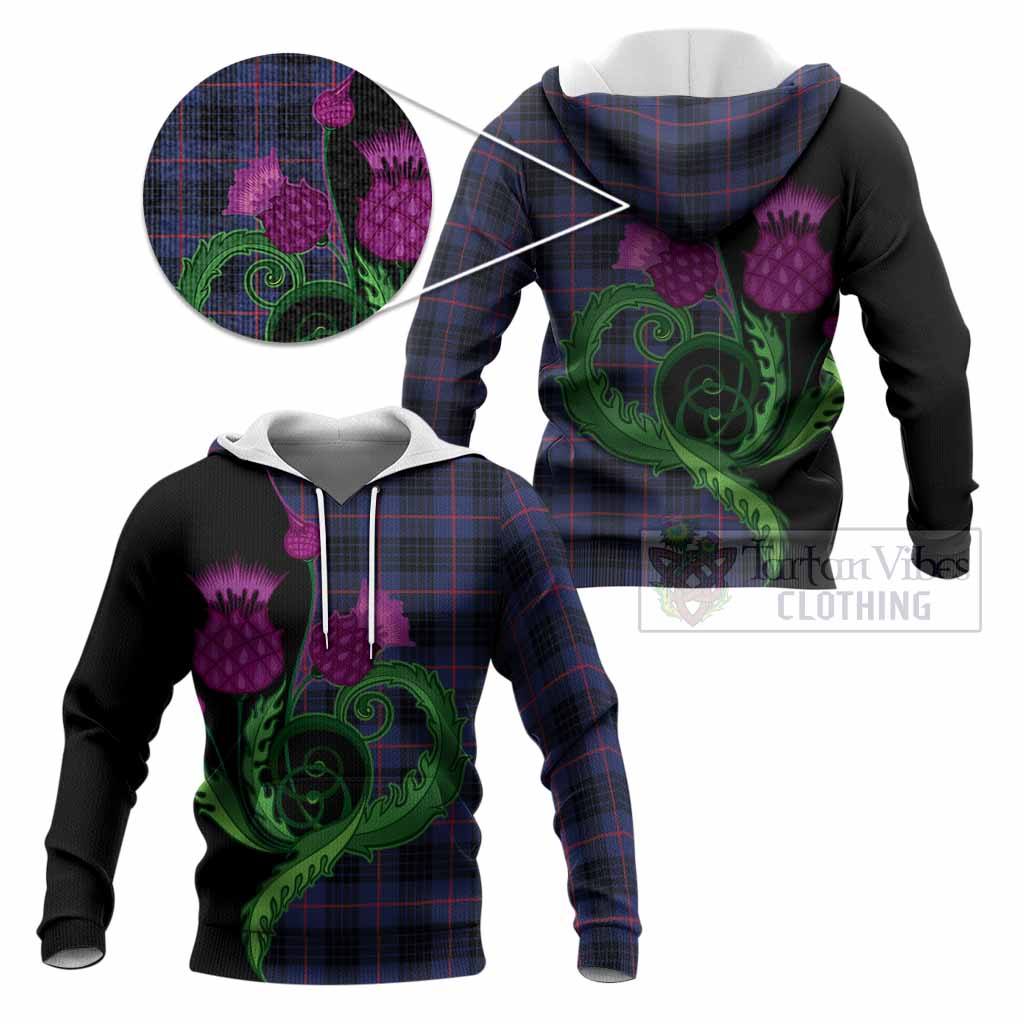 Morgan Tartan Knitted Hoodie Traditional Scottish Thistle