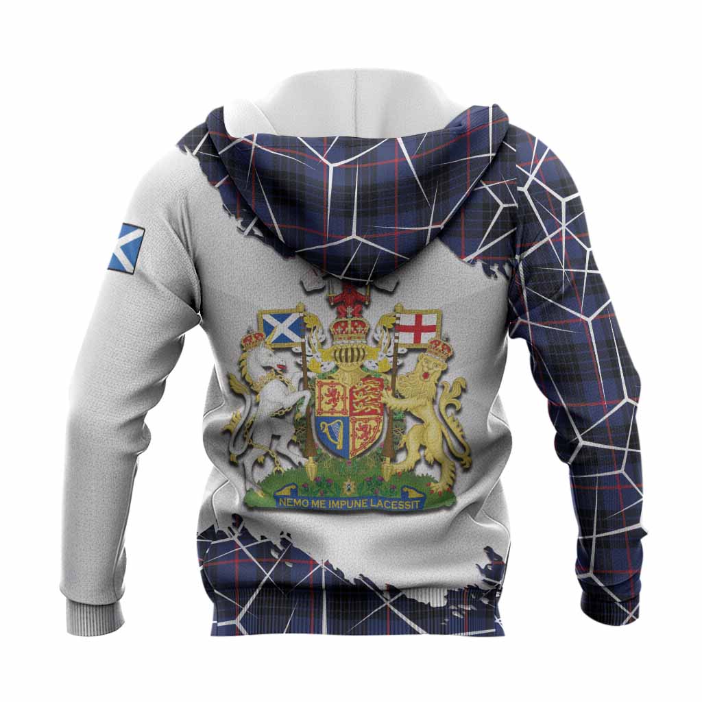 Morgan Tartan Knitted Hoodie with Family Crest and Lion Rampant Grunge Style