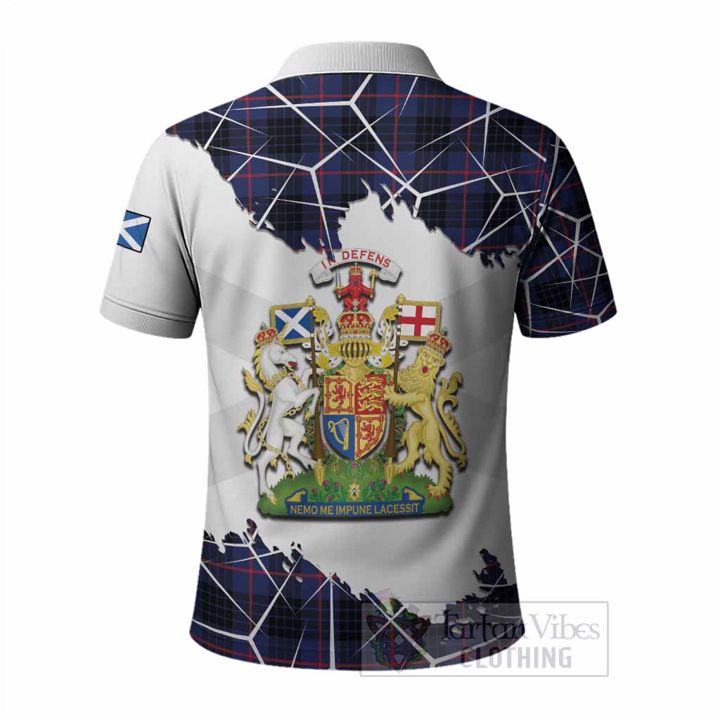 Morgan Tartan Polo Shirt with Family Crest and Lion Rampant Grunge Style