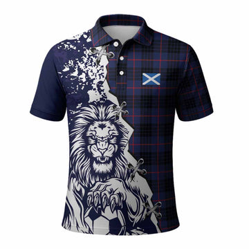 Morgan Tartan Scottish Polo Shirt Angry Lion With Soccer Ball Style
