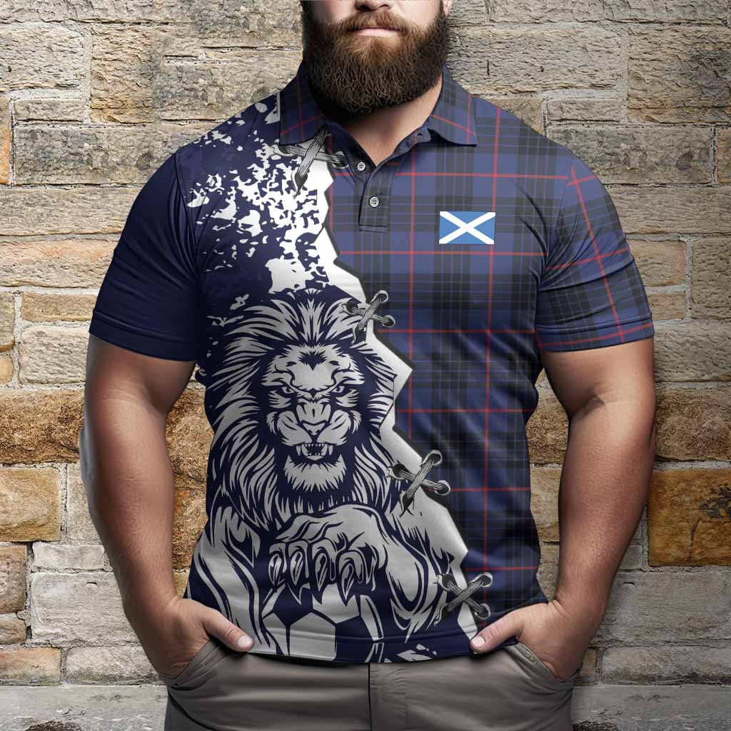 Morgan Tartan Scottish Polo Shirt Angry Lion With Soccer Ball Style