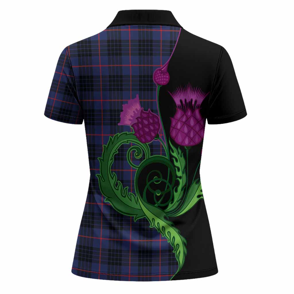 Morgan Tartan Women Polo Shirt Traditional Scottish Thistle