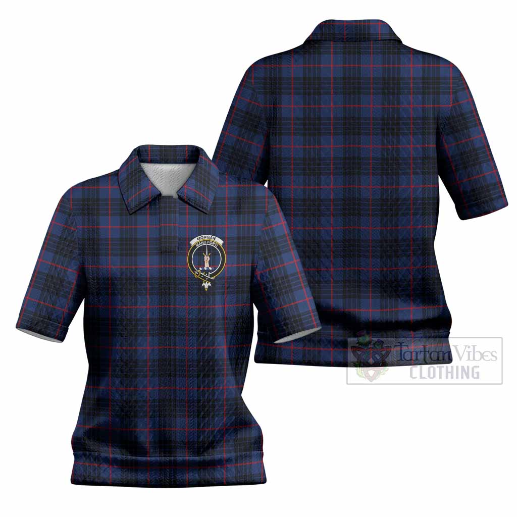 Morgan Tartan Women’s Polo Sweater Top with Family Crest